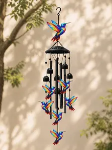 Vibrant Hummingbird Wind Chimes for Outdoor - Black Metal Bells Windchimes,Memorial Hummingbirds Gifts for Women/Men,Home Garden Yard Decor,Chimes for Outside