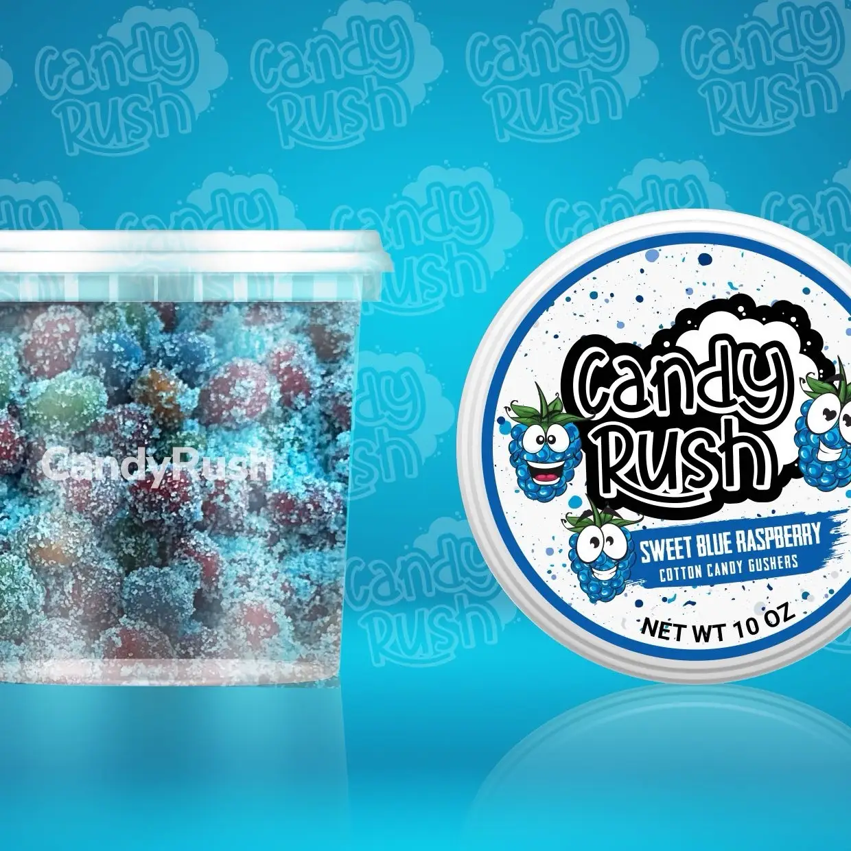Sweet Blue Razz Raspberry Cotton Candy Gushers - Gluten Free Sweet Viral TikTok Candy Fruit Blasts Gushies Blueberry