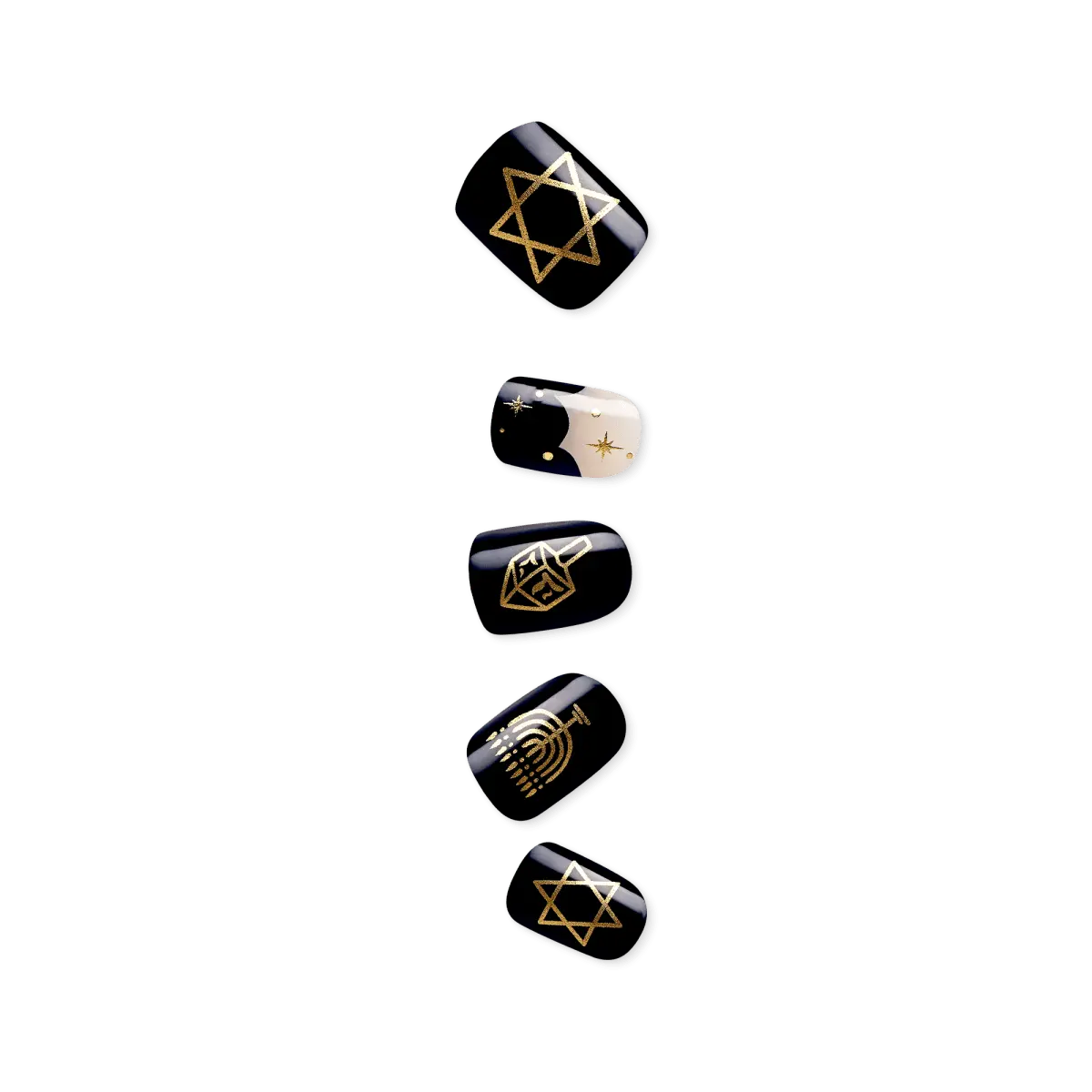 Impress Design Limited-Edition Hanukkah No Glue Fake Press On Nails - 8 Nights | Design, Blue, Short, Squoval, Manicure