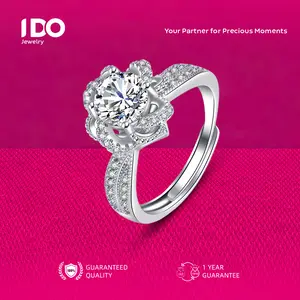 [Live Sale] R39 Platinum Coating Moissanite Aster Ring I DO Jewelry Women Accessories Elegant Beautiful Luxury Adjustable Beautiful and Luxurious No Fade No Rust with 1 Year Guarantee Passed Diamond Selector