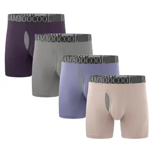 BAMBOO COOL Men's Breathable Underwear Moisture-Wicking Mesh Boxer Briefs Performance christmas gifts for men 4 &7 Pack Smooth Stretch