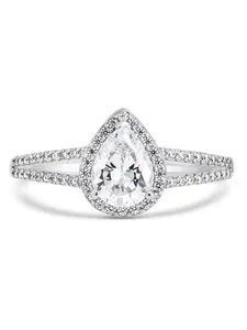 Sterling Silver CZ Pear Cut Engagement Ring