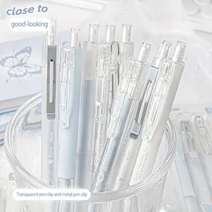 4 Pack Retractable Gel Ink Pens - Medium Tip Clear Plastic Pen, Butterfly Print Design, Smooth Writing, Suitable for Office and School - 0.5mm Black Ink