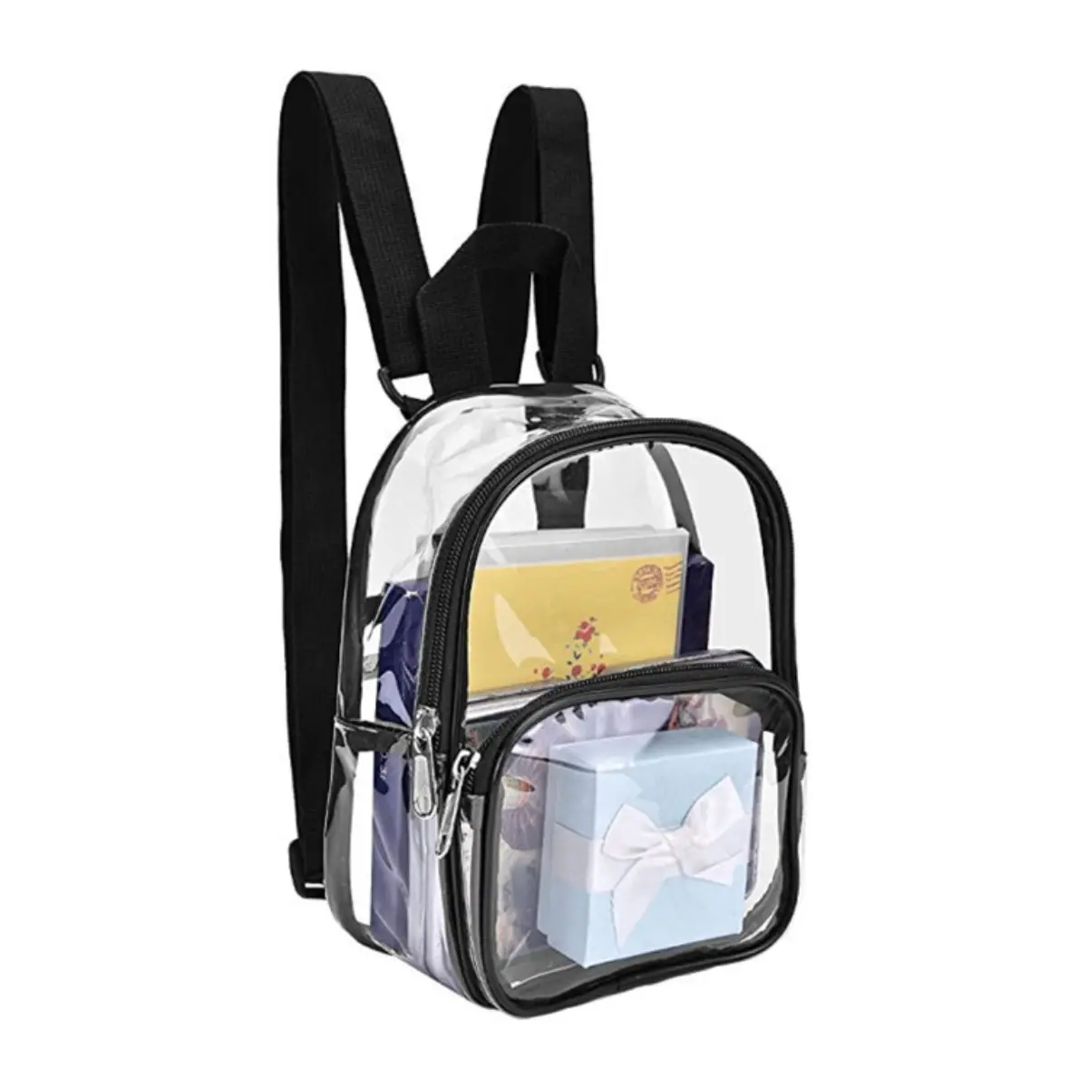Alikpop PVC-Nylon Stadium Approved Size Mini Backpack - Zipper Closure, See-Through, Complete Visibility, Women's Crossbody Messenger Bag, Concert Bag, Ideal for Sports Events & Everyday Use to Avoid Security Turnaway