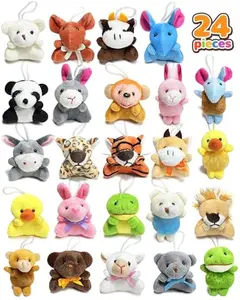 24 Pack Mini Plush Animals Keychain, Cute Stuffed Animal Toys for Kids, Party Favors, School Prizes, Easter Basket Stuffers, Birthday Goodie Bags, Classroom Rewards, Valentine's Day Gifts, Bulk Treasure Box Toys, Animal Plush Keychains for Kids