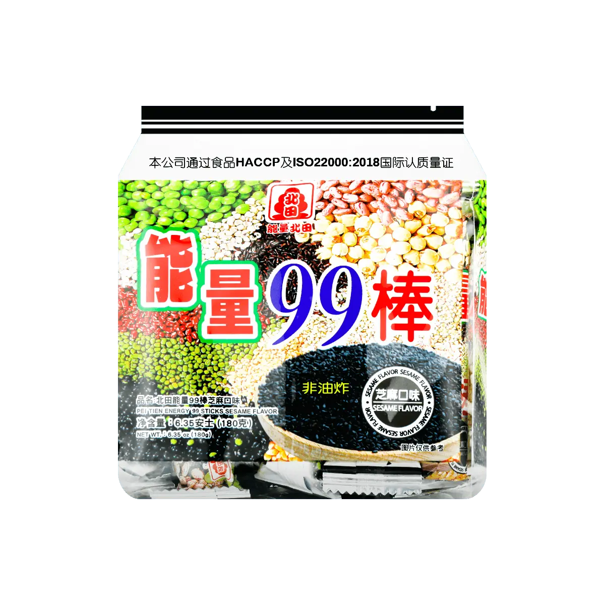 Pei Tien Taiwan Energy 99 Bar Sesame Flavor - 180g Rice Cracker Snack