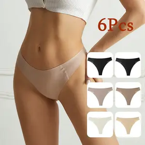 EncoLax Seamless Women Underwear Thongs,No Show Ladies Thong,No Line Workout Breathable Comfortable Panties,Soft Undies,6-Pack