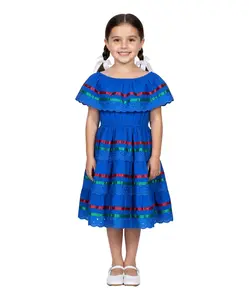 Girl's Traditional Mexican Cinco De Mayo Fiesta Dress Royal X DR1949