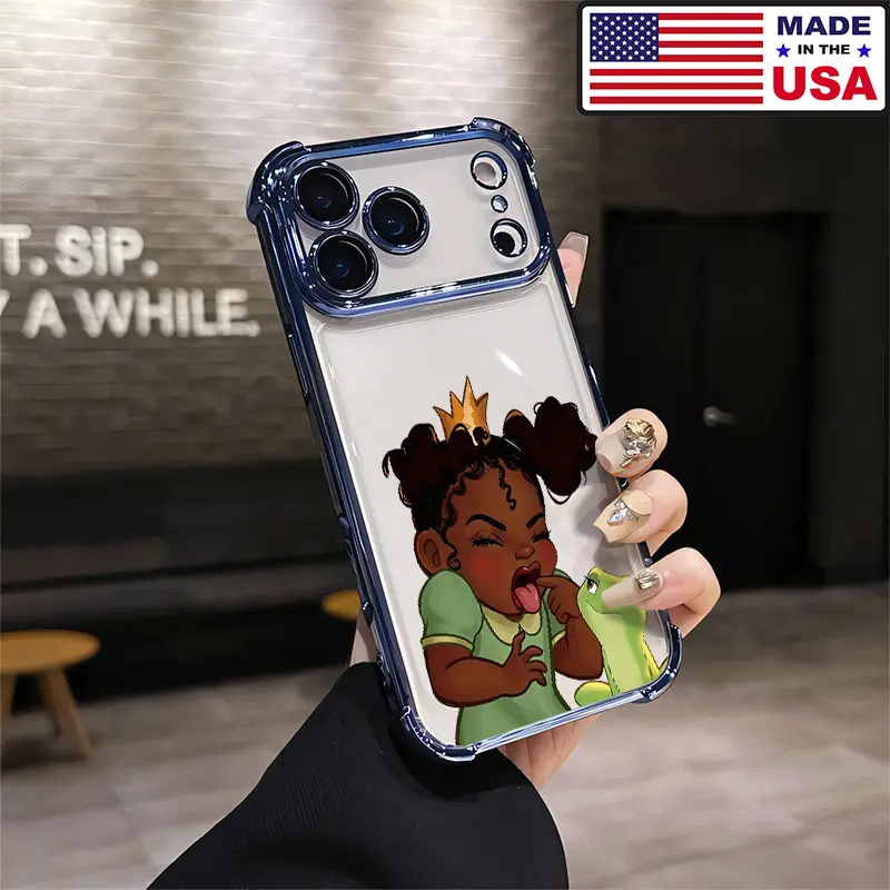 Customized Princess Tiana The Princess and the Frog Funny Baby Aesthetic Cellphone Case - Electroplated TPU Soft Silicone Grip Shockproof Protection Accessory with Airbag Corners for iPhone 12-17 Pro Max, iPhone 16 Plus, Samsung 22-25 Pro Max Ultra