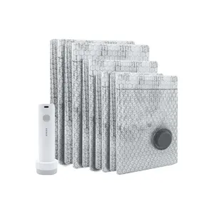 Travel Vacuum Compression Storage Bag Set With Rechargeable Air Pump, Available In Multiple Sets, Waterproof And Reusable.Equipped With Various Sizes Of Compression Packing Bags, Featuring Powerful Air Extraction, Perfect For Carry-On Suitcases.