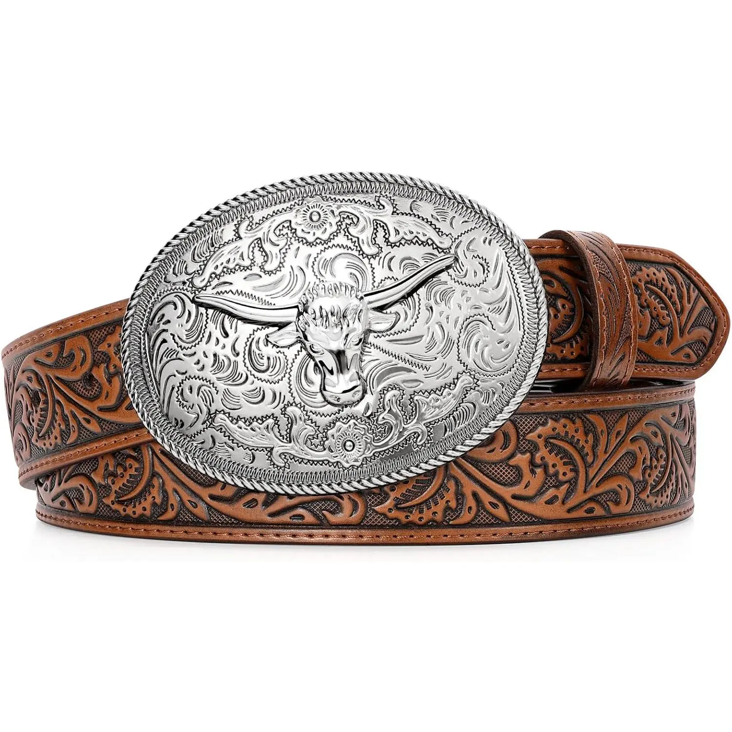 Western Leather Belt with Removable Buckle for Jeans Women main image 2