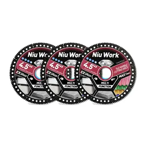 【FathersDayGift】 NiuWork 1PCS/3PCS Multi-Material Cutting Blades,Diamond Blades 4.5" Tile Cutting Blades -Ultra-Thin Dry Cutting Disc,Purpose Saw Blades,Heavy Duty Angle Grinder Discs for Cutting Marble/Quartz/Stone/Tile/Metal/Plastic,Tool Accessories