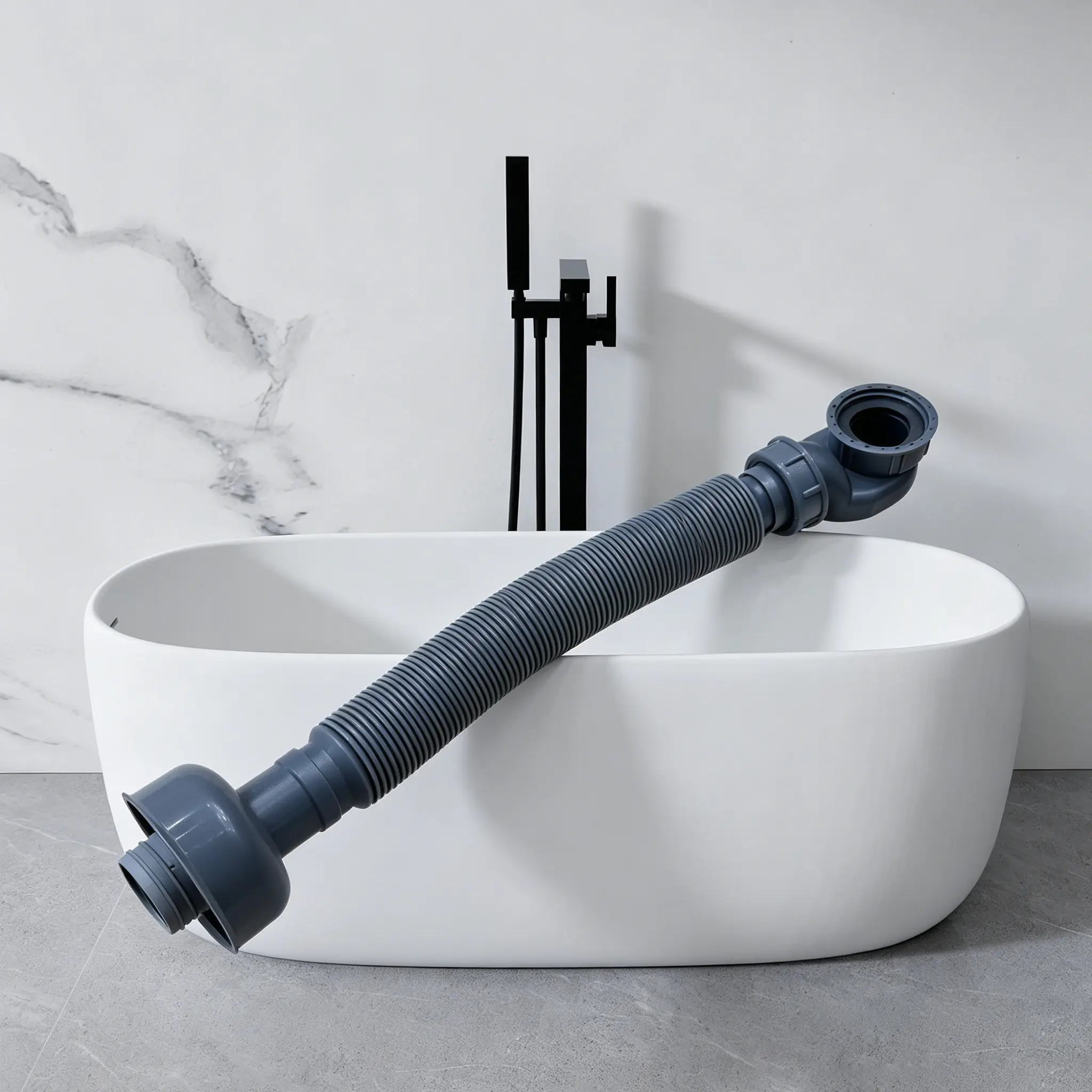 2026 New Bathroom Bathtub Drain Pipe - Elastic Curved-Bend Flexible Threaded-Fit Tube, Anti-Aging, Odor-Resistant, Waterproof, Sturdy and Durable, Easy Installation, Fast Drainage for Bathroom Fixtures Accessories
