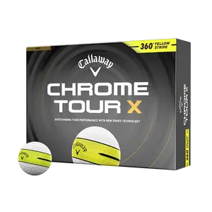Callaway Golf Chrome Tour X 360 Yellow Stripe Golf Balls in White Callaway Golf Chrome Tour X 360 Yellow Stripe Golf Balls in White