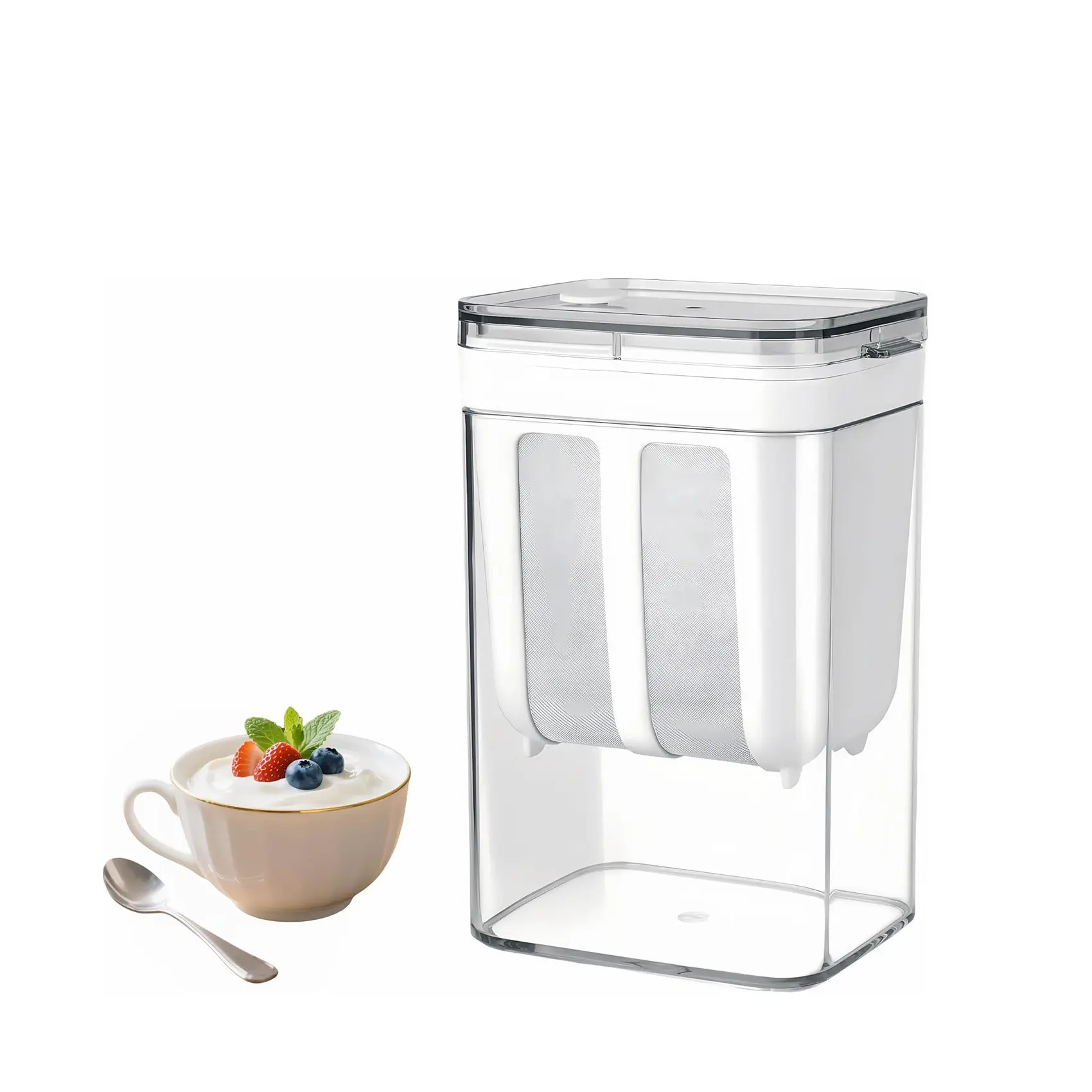 Yogurt Strainer BPA-Free PP Material Total Capacity 1.9qt & Filtering Capacity 0.95 Qt Ideal for Whey Separation Nut Milk Juice Kefir Tofu