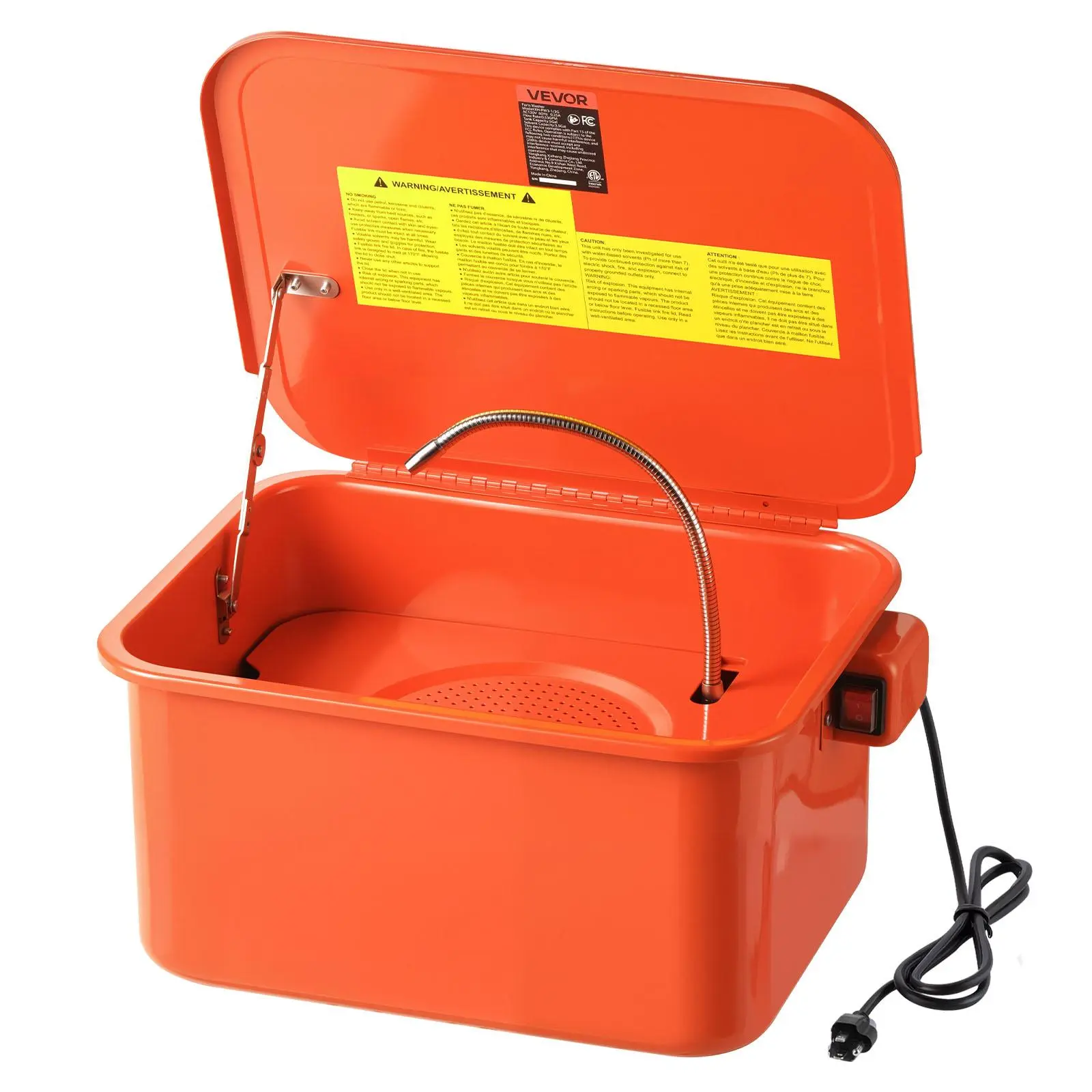 【summerfinds】VEVOR Parts Washer 5-Gallon, 3.5 Gallon Solvent Capacity, 0.4 Gallon per Minute Max Pump Output, Portable Steel Automotive Parts Cleaner with Electric Pump for Wheel Bearings, Gears, and Carburetors