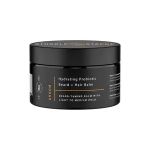 Groom: Hydrating Probiotic Beard Balm with shea butter, aloe vera and avocado oil. Light to medium hold, fast absorbing and non-greasy. Easy to wash out. Supports healthy beard growth. Fragrance-free beard care