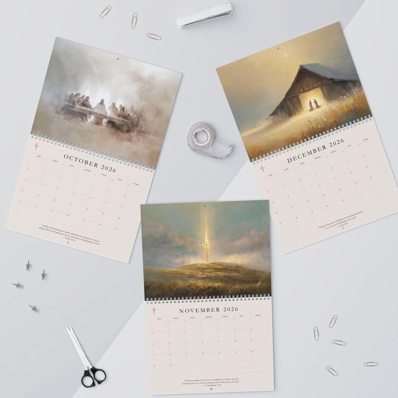 2026 Christian Wall Calendar | Jesus Art Calendar | Christian Calender Gift | Bible Story Calendar | Gift for Christian | Religious Art