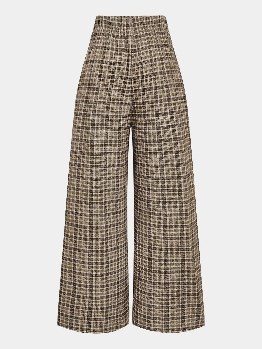 Plaid Tweed Pants for Women, High Waist Double Breasted Loose Fit Business Casual Bottoms for Office Work, Polyester, Loose Fit Pants, Fashion Pants