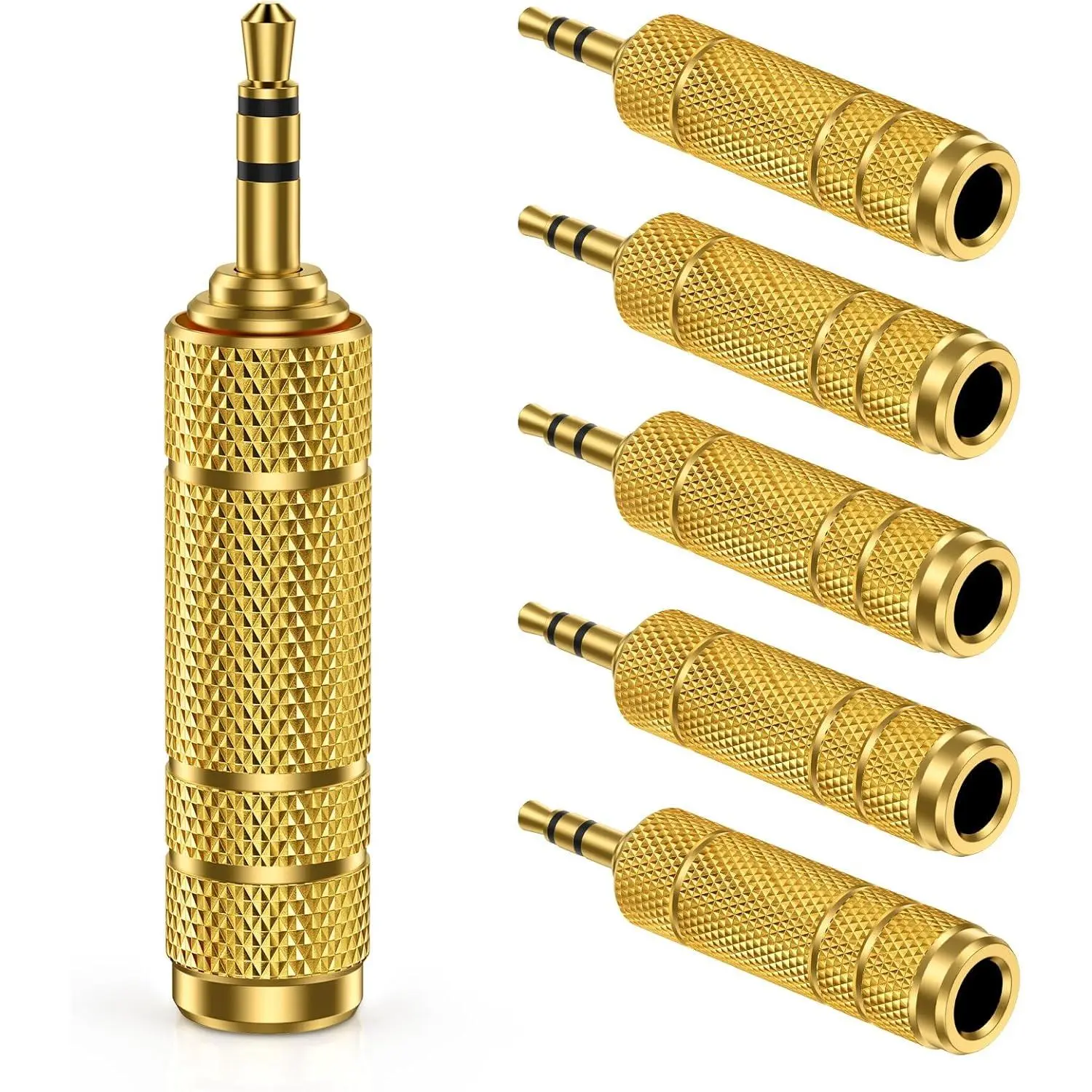 [2-Pack] 3.5mm to 6.35mm Headphone Adapter, -Plated 1/8" Male to 1/4" Female TRS Stereo Audio Jack Converter for Guitar, Amplifier, Mixer, Piano, Speaker &  Studio Gear