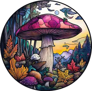 DTF Transfer – Mushroom Purple Multi Sizes (MU_SC001)