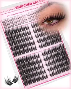 Cat Eye Lash Clusters with Spikes Fluffy Eyelash Clusters with Bottom Cluster Eyelash Extensions Wispy Manga Lash Extensions Baddie Pre-Mapped Individual Lashes CC-Curly Left&Right
