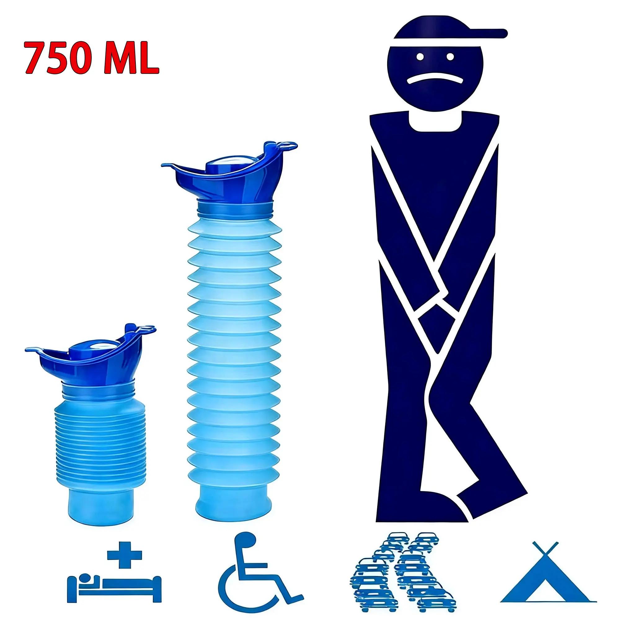 750ML Portable Urinal, Unisex Car Pee Bottle for Men and Women, Portable Toilet for Car, Car Urinal Bucket, Urine Bottle, Shrinkable Personal Mobile Toilet