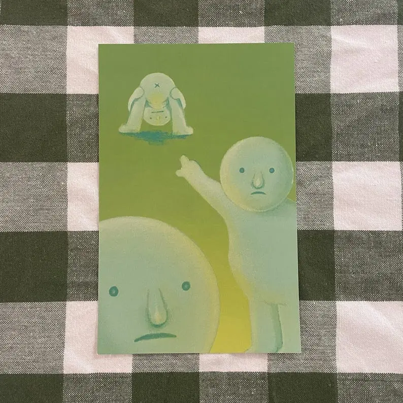 Funny Smiski Meme Art Poster Unframed : Cozy Dorm Decor (5.5" x 8.5")