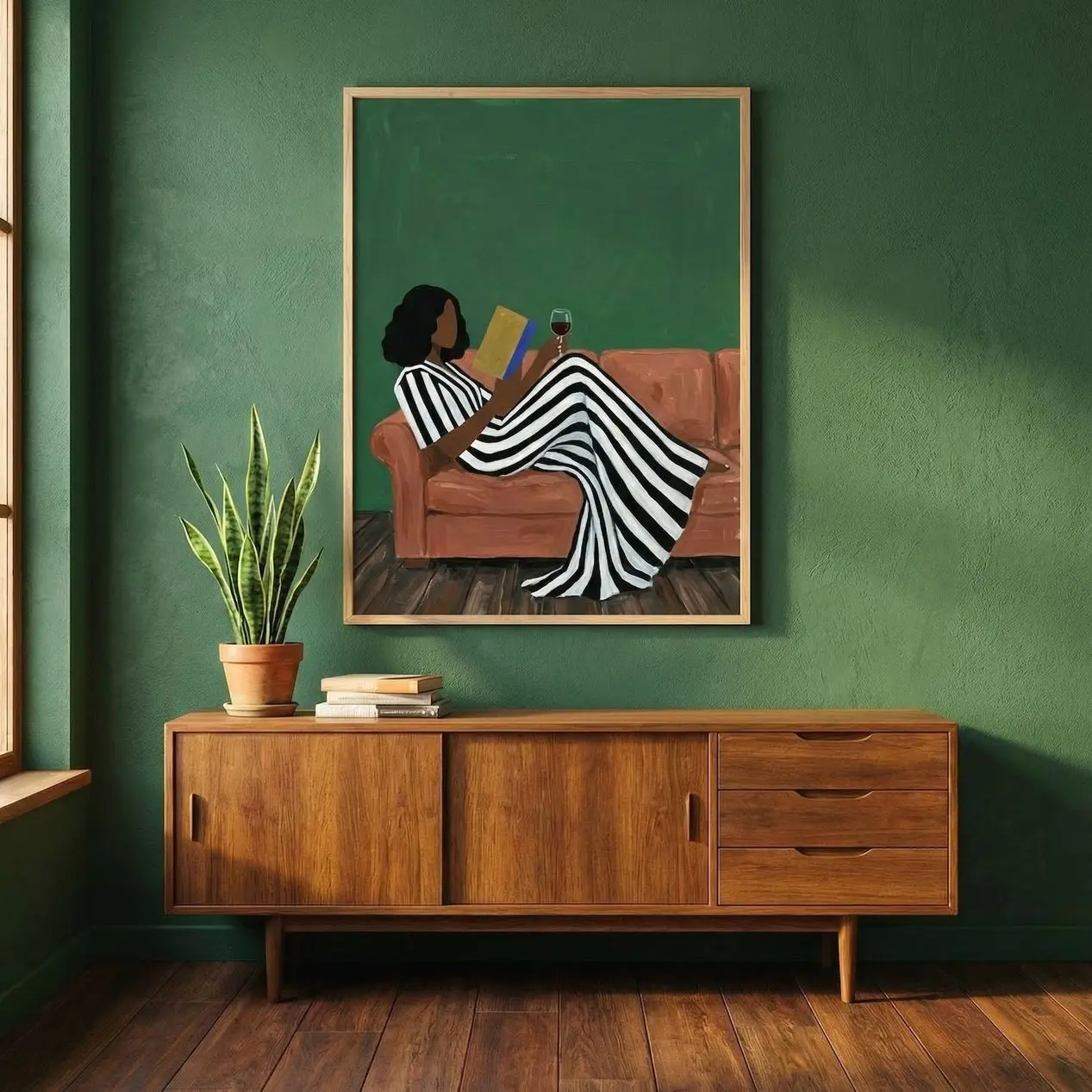 Black Woman Reading Wall Art Melanin Book Lover Print E
