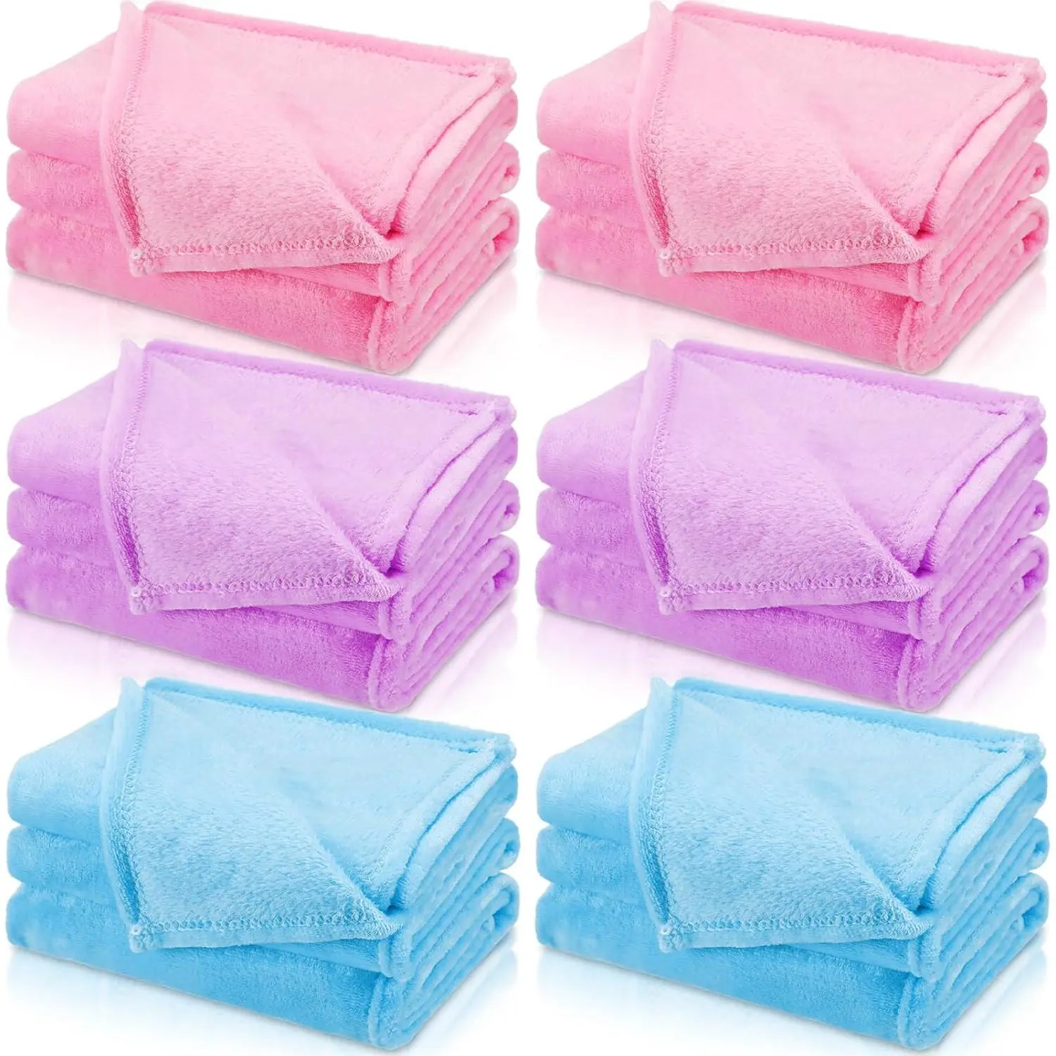 6 count Fleece Sleepover Blankets for Girls Soft Fuzzy Throw Blanket Bulk Warm Flannel for  Slumber Movie Night Wedding(Fresh Color,40 x 60 Inch)