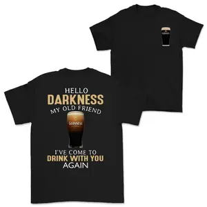 Guinness Vintage 2 Sided T-shirt, Hello Darkness My Old Friend T-shirt For Men, For Women