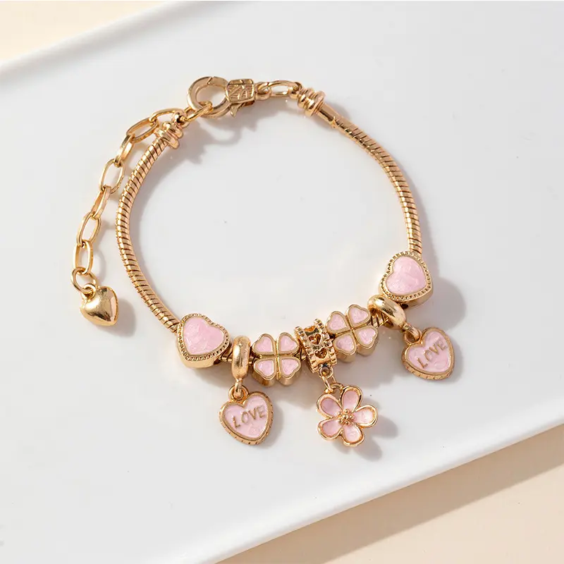 89 # YCB563 2 Love Petal Pendant Pink