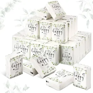 50 Packs 3 Ply Mini Travel Size Pocket Facial Tissues Happy Tears Tissue Packs for Wedding Welcome Bags Favors for Guests Party Ceremony Graduation