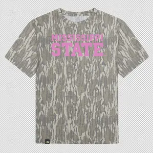 Mississippi State Block Mossy Oak Camo T-Shirt, Bottomland Hunting Graphic Tee, Outdoor Apparel, Casual Sportswear Style