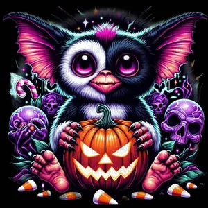 5D DIY Full Drill Round Diamond Painting Kit - Pumpkin Face, Purple Skull, Candy Stripes Mosaic, Canvas - DIY Decorative Painting, Home Wall Decor, Suitable for Halloween and Christmas, Birthday and Anniversary Gifts