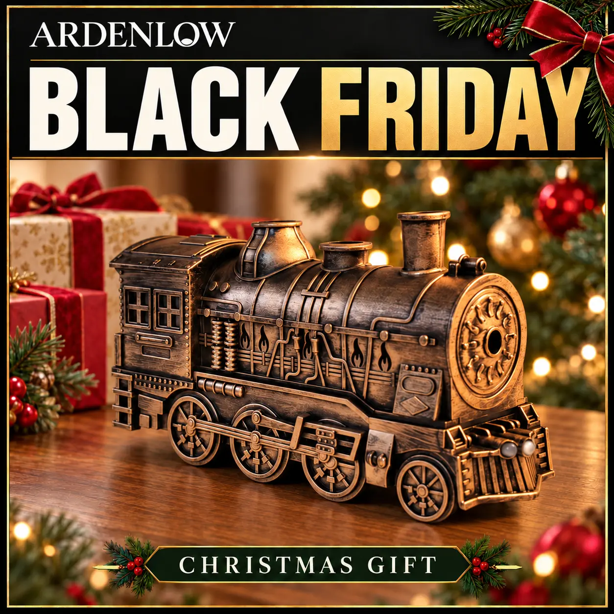 ARDENLOW Steam Train Essential Oil Diffuser 300ml, Ultrasonic Aromatherapy Humidifier with Mist Modes, LED Lights & Auto Shut-Off, Vintage Bedroom, Office & Desk Decor