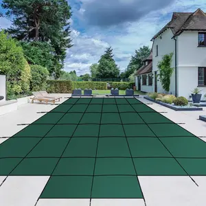 Garvee Inground Pool Safety Cover 20 x 40 FT Rectangle with 4 x 8ft Center End Step, Ultra Dense Green Mesh Winter Pool Covers with Installation Tools, Leaf & Debris Protection, Fits Rectangle Swimming Pools