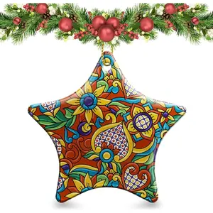 Christmas Ornaments 2025,Mexican Talavera Ornaments for Christmas Tree Holidays Ornaments Decorations,adornos de Navidad Ceramic Ornaments Xmas Gifts Idea for  Decor