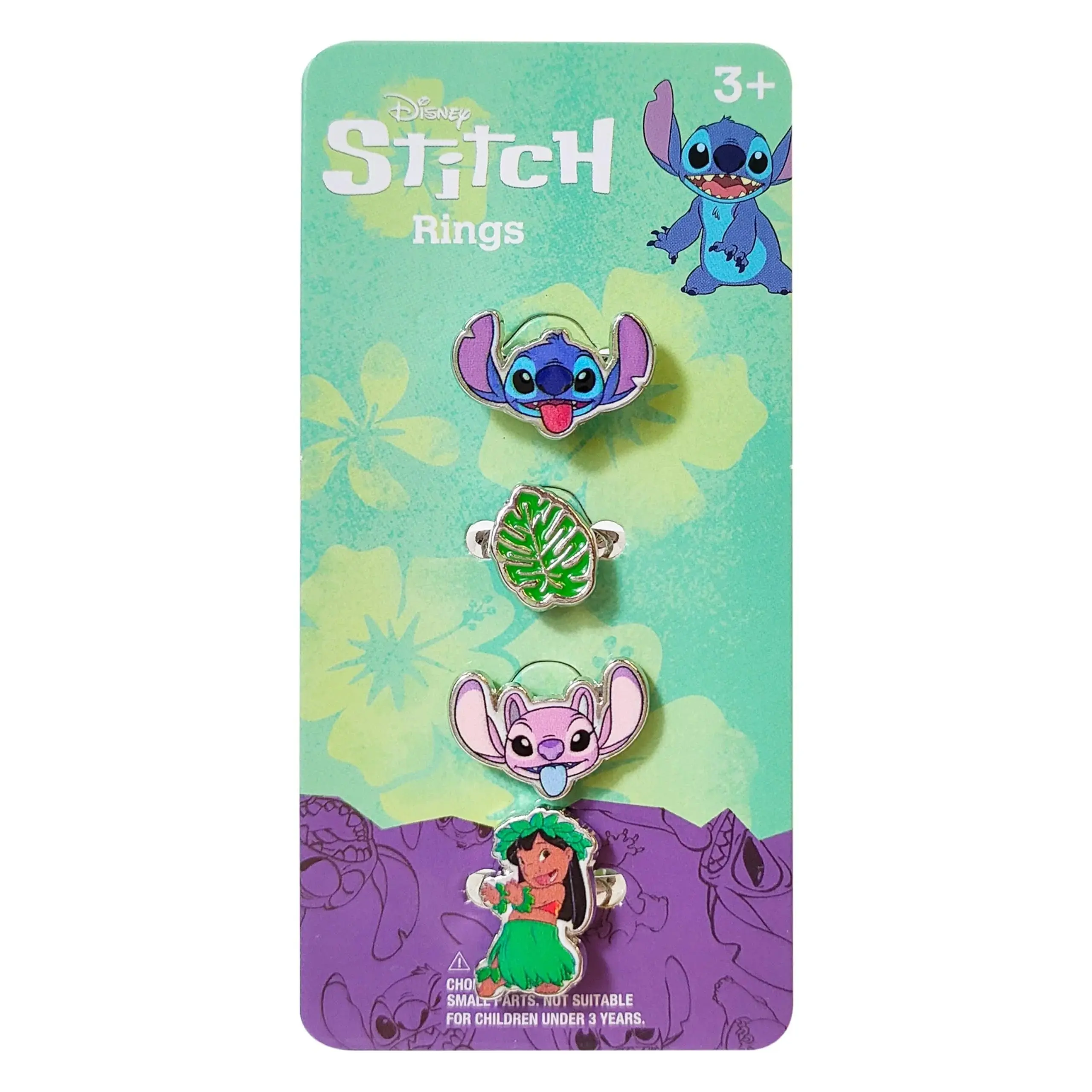 Disney Kids' Lilo & Stitch Metallic Adjustable Rings - 4-Piece, Fits Kids, Accessories for Boys, Ideal for Playtime