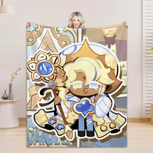 Cookie Run Kingdom Flannel Blanket, Warm Cozy Blanket for Bed Couch Reading Corner and Birthday Gift Choice