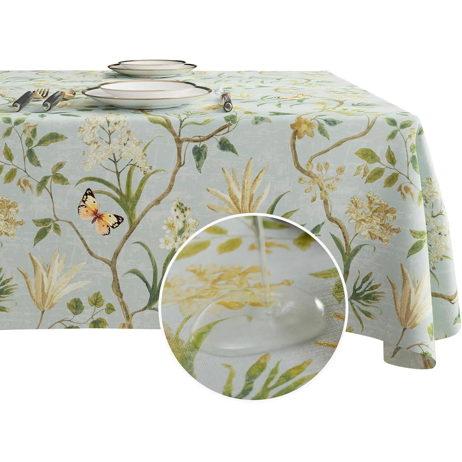 Rectangle Table Cloth,100% Waterproof Tablecloth Oil Proof Spill Proof Vinyl Table Cloth, Wipe Clean Plastic Table Cover for Dining, Camping, Indoor and Outdoor 52" x 70",Leaves