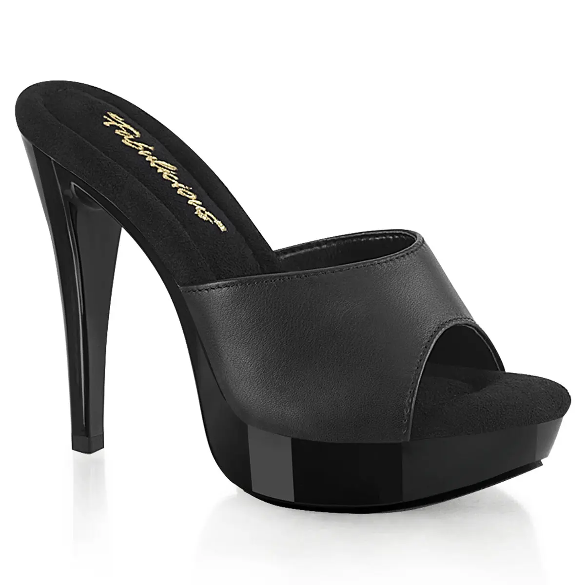 Women's Stylish Platform Sandals, Black Open-Toe Slip On Heels with a 5-Inch Stiletto for Formal Cocktail Events