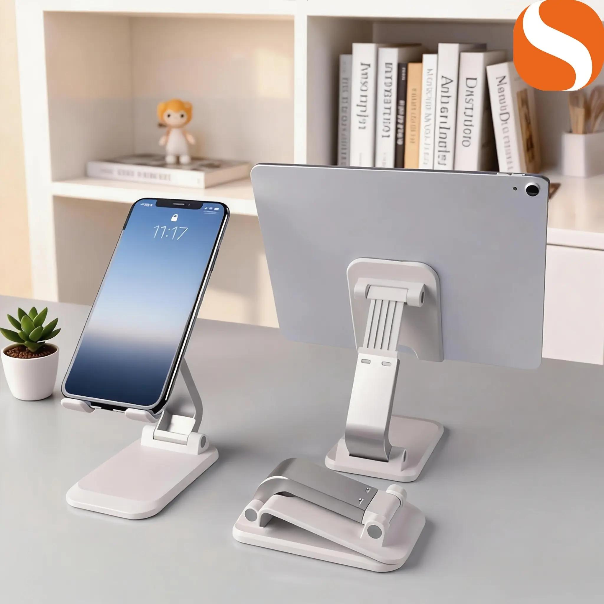 Foldable Cell Phone Stand for Desk, Fully Adjustable Phone Holder for Desk, Portable Mobile Stand, Office Desk Accessories for iPhone 17 16 15 14 13 Pro Max Air, All Smartphones.