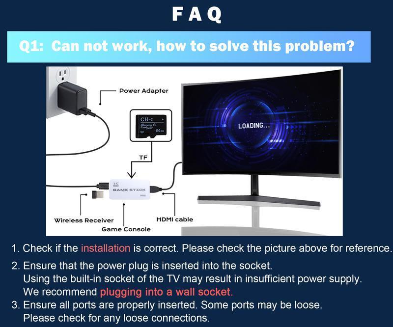 20000+ Games Wireless Retro Game Stick, Vintage Game Stick HD Output System, 2.4G Wireless Controllers, 64G TF Card for All Ages