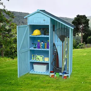 Outdoor 46.45 "x21.25"x70"H Wood Storage Shed, Garden Tool Cabinet with Waterproof Asphalt Roof, Multiple-tier Shelves, Tiffany blue