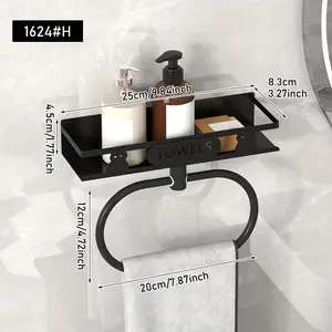 Towel Ring and Towel Rack, Wall-Mounted Bathroom Towel Holder, Adhesive Towel Rack, Bathroom Organizer, Towel Rack for Bathroom, Toilet, and Home Decor, Towel Racks