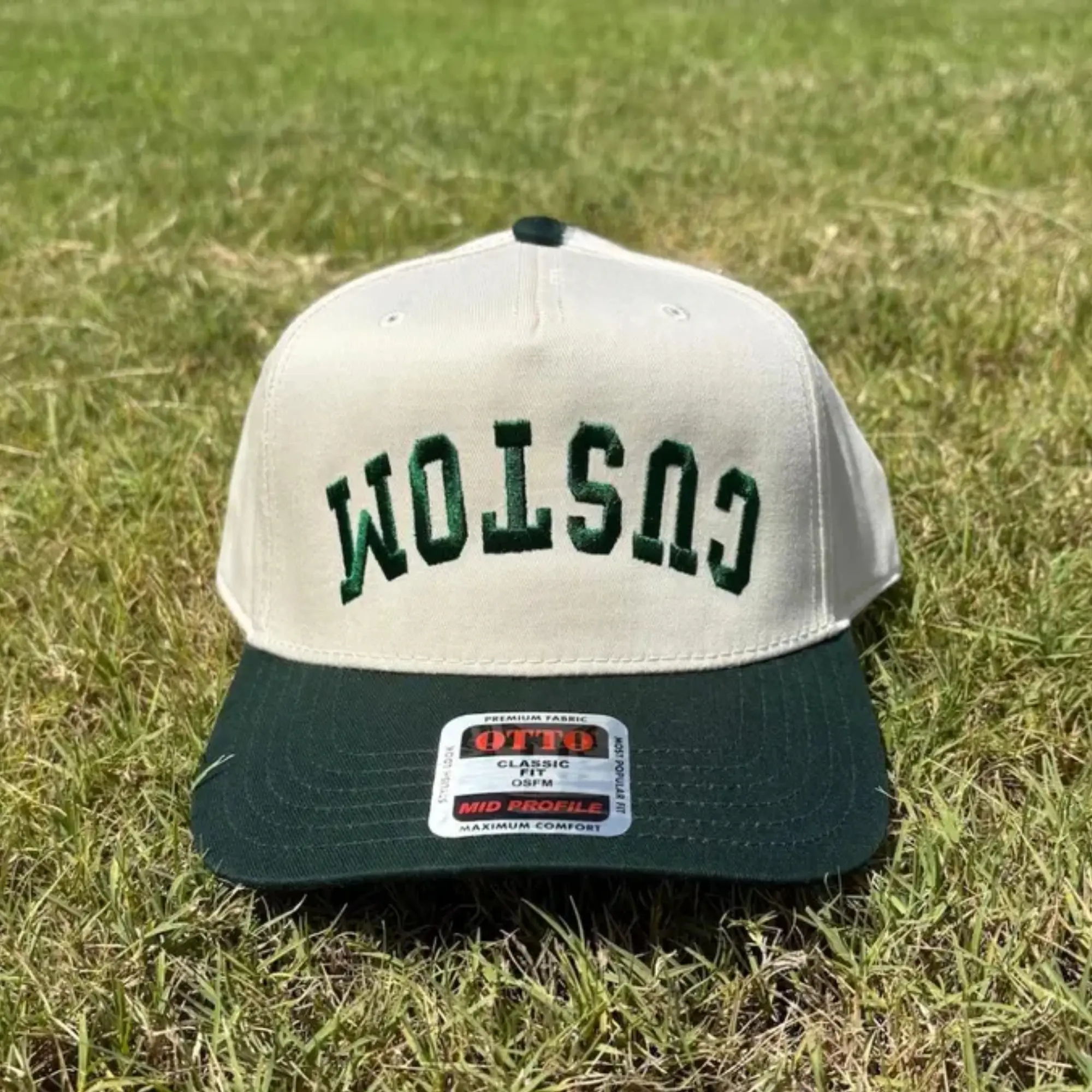 Create Your Own Custom Upside Down Text Hat – Stylish Two-Tone 5 Panel Snapback, Personalized Embroidered Baseball Cap, Great