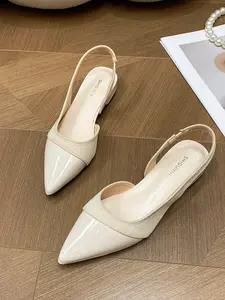 Women's Minimalist Backless Flat Shoes, All-Season Nude Work Shoes, New Pointed Toe Fashion Shoes, Low-Cut Party Commute Single Shoes