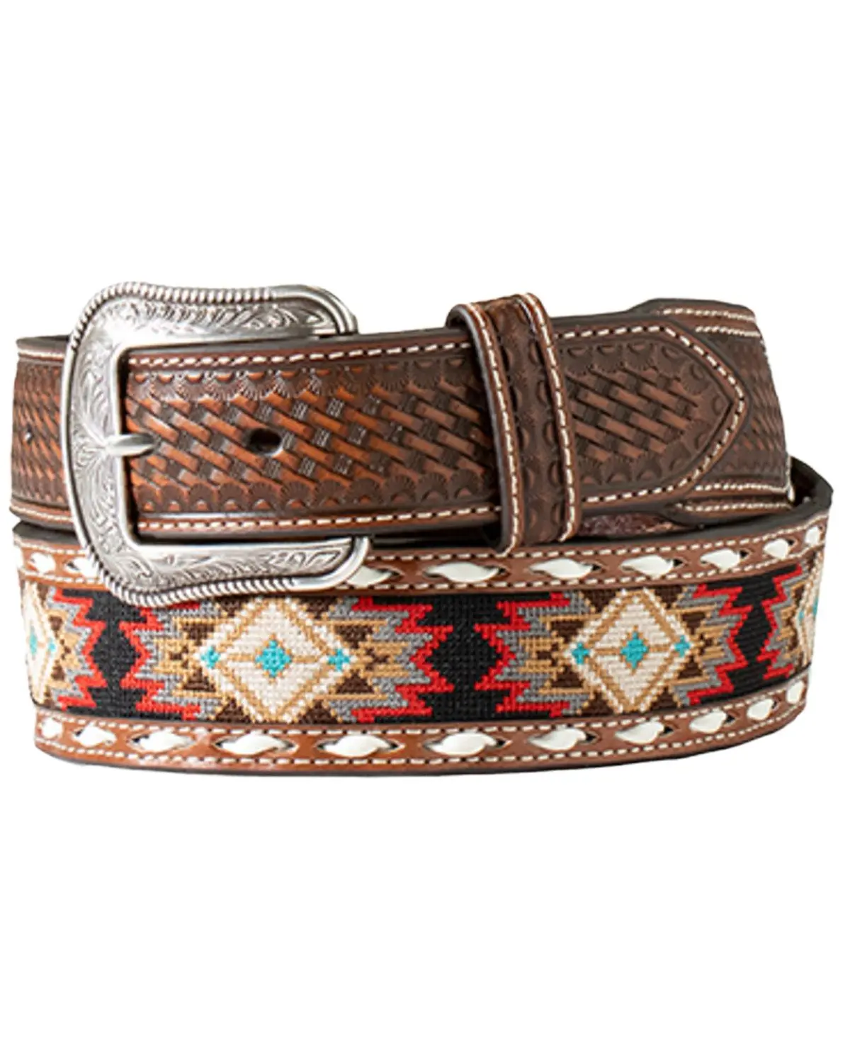 M & F Western Men's And Men'S Southwestern Embroidered Belt - D100017202