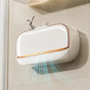 Wall Mounted Soap Dish, 1 Count Double Grid Punch Free Soap Bar Holder, Soap Bar Storage Box, Soap Tray, Bathroom Supplies, Home Supplies